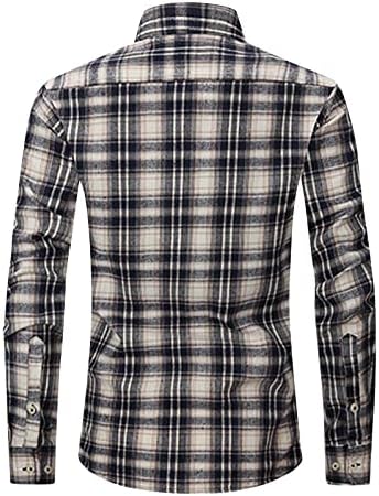 Camisa de manga longa de primavera masculina camisa de camisa casual casual xadrez slim fit slova longa colarinho