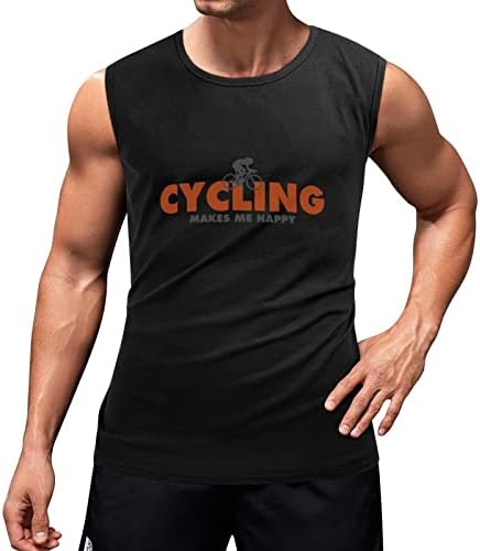 Ciclismo me faz feliz tanque de treino masculino tampas de ginástica sem mangas Camisas musculares fitness