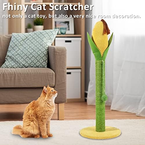 Postagem de arranhões de gato alto de 31 de 31, pólo verde de pólo verde de milho, corda de sisal e brinquedos interativos para cuidados com garras scratch vertica