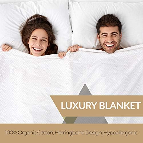 Comfortica Classics Organic Cotton Super -Soft e Breatable Blange Herringbone Design - King, bege