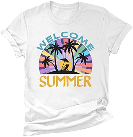 Camisetas gráficas de coco de praia para mulheres Hawaiian Sunshine férias de férias de verão Tops