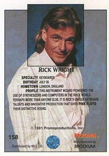 1991 Brockum Rock Cards Nonsport #158 Rick Wright Cartão de negociação de tamanho padrão oficial