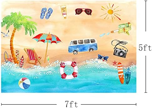 Mehofond 7x5ft Tropical Beach Birthday Birthday Beddrop Party Fun in the Sun Summer Kids Pool Party Decoration Background Photoshoot Photo Booth adereços