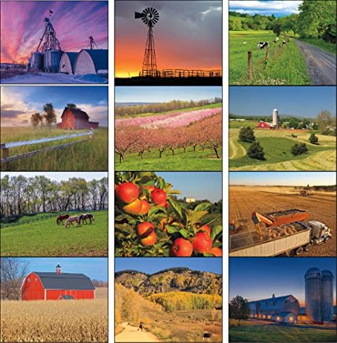 Agricultura 2023 Calendário da parede suspensa - 19 x 11 2023 Planejador de compromissos mensais e organizador. Belas fazendas, celeiros, tratores e fotografia de terras agrícolas.