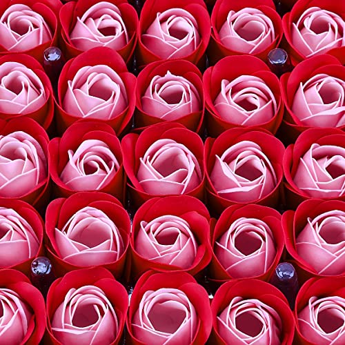 Housweety 81pcs Banho Sabão Flor Rosa, Buquê de Pétala de Rose perfumada floral