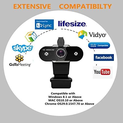 Câmera de computador HD 2K/1080p/720p/480p foco automático webcam com microfone e privacidade Redução