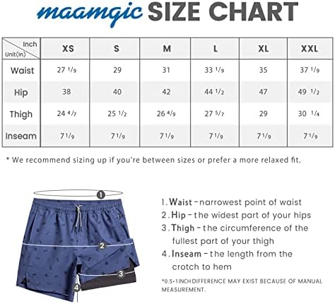 shorts de ginástica maamgica para homens, 7 polegadas de 7 polegadas com liner alongamento 2 em 1 shorts de
