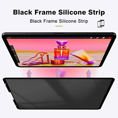 Immoenuc Removable Privacy Film para o novo iPad Pro de 12,9 polegadas M2 2022 2021 2020 2018 Black Frame Silicone Anti Spy Screen Protector
