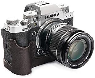 Caixa da câmera X-T4, Bolinus feita à mão de couro genuíno de meia câmera de capa de câmera para fujifilm Fuji X-T4 XT4 Câmera de abertura da câmera de abertura + alça de mão