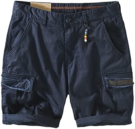 Homens leves shorts de algodão com vários bolsos de bolso
