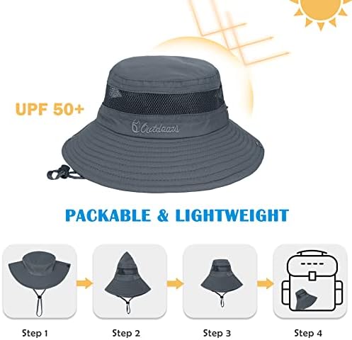 Zando Kids Sun Hat Hat Boys Sun Hat Hat UPF 50+ ao ar livre Capinhas de balde de largura para