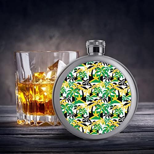 Palmeiras em Jamaica Colors Premium 5 oz Frasco de quadril para homens Liquor Aço inoxidável Bolso alcoólico