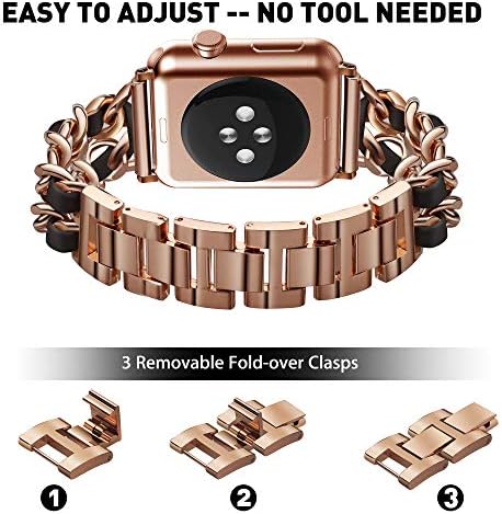 Mosonio Apple Watch Band compatível com a série Iwatch 6/5/4, Iwatch Band With 2 Pack 44mm Bling Case for Women