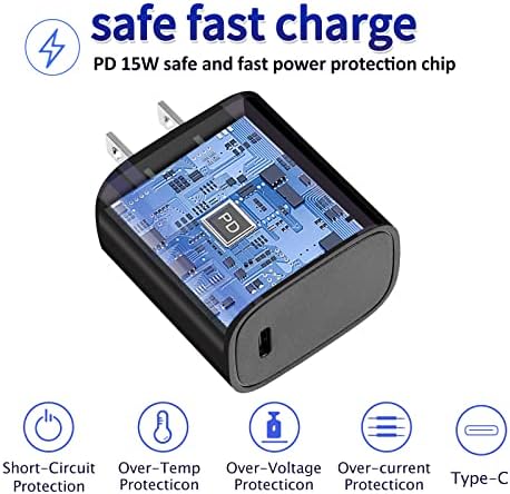 10ft 15w USB C Charger Fast, projetado para uso com tablets de fogo de versão USB-C e e-readers Kindle,
