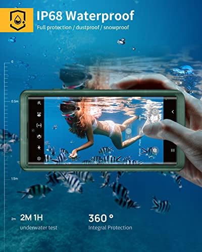 Lanhiem para Samsung Galaxy S23 Caso Ultra, IP68 Caixa à prova de choque à prova de poeira IP68 com protetor de tela embutido, cobertura de proteção subaquática de corpo inteiro para Galaxy S23 Ultra 5G 6,8 polegadas, verde/transparente
