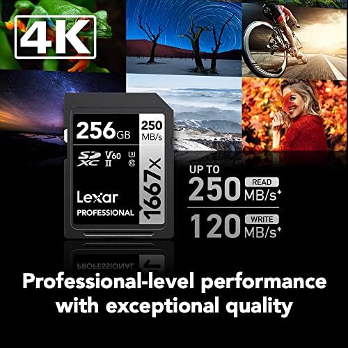 LEXAR PROFISSIONAL 1066X 256GB MICROSDXC UHS-I CARD & PROFISSIONAL 1667X 128GB SDXC UHS-II CARD, até 250 MB/S, para fotógrafo profissional, cinegrafista, entusiasta