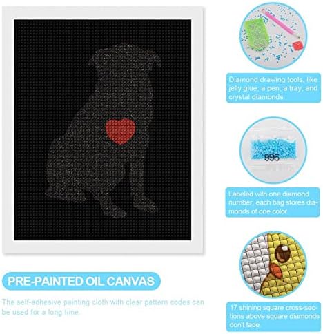 Dog Kit de pintura de diamante de cachorro fotos de arte diy full drill home acessórios adultos presente para decoração de parede em casa 16 x20