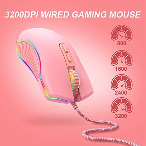 Mouse de jogos de Hosi, níveis de Wired Mouse 4 com DPI ajustável para laptop para adultos para desktop para jovens