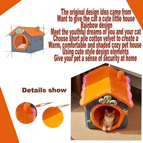 Golbd Casa de gato de estimação fofa, cama de gato de design de desenhos animados, cama de gato interno para
