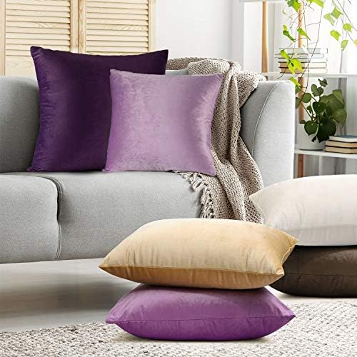 Capas de travesseiros de arremesso de Nestl, aconchegante travesseiro de lavanda decorativo de veludo 18x18 polegadas, coberturas macias de sofá sólidas para sofá, cama e carro, conjunto de 2