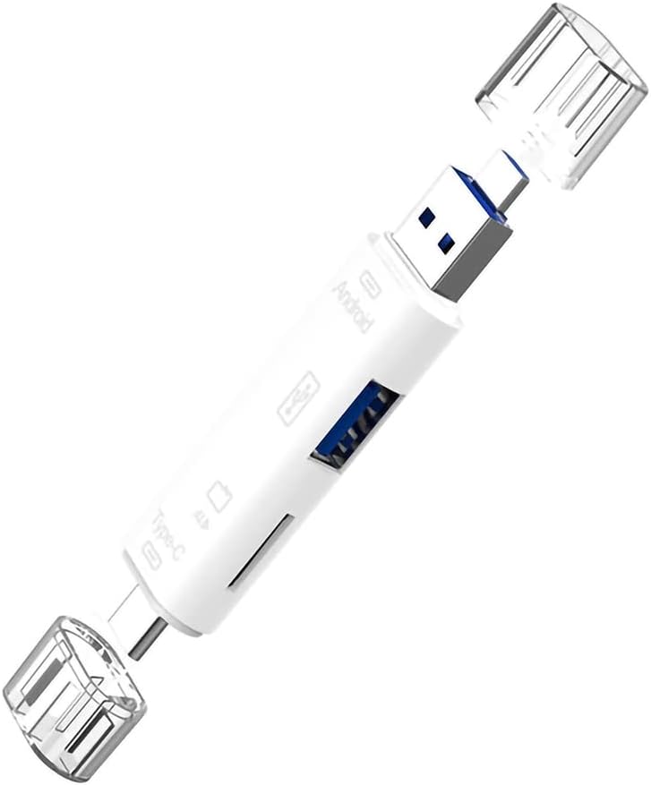 5 em 1 leitor de cartões multifuncionais compatível com o Samsung Galaxy S20 Fe possui USB tipo C/microUSB/TF/USB