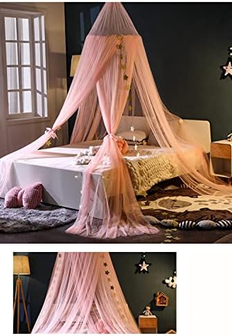 Qxwrel cama dossel garotas mosquito net conton sonho princesa tenda pendurada cúpula chiffon yarn Canopy