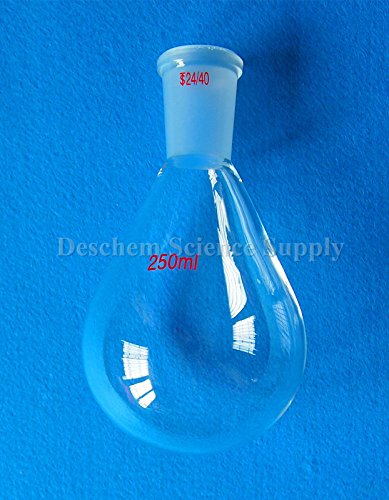 Deschem 250ml, 24/40, balão de recuperação de vidro, piriforme, kjeldahl, garrafa de evaporador