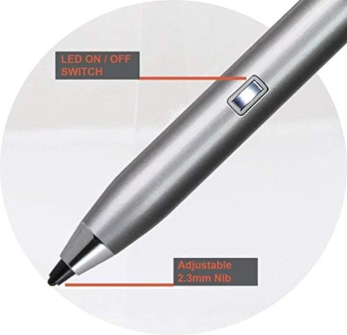Navitech Silver Mini Fine Point Digital Active Stylus Pen compatível com o Samsung Galaxytab E 9.6