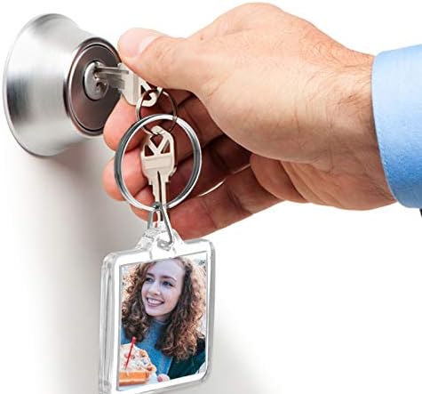 Excelt 25pcs Mini Photo Keychain Definir pequeno quadro de imagem em branco Anéis de chave personalizados