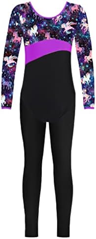 Hansber Leotard for Girls Gymnastics Dancewear impresso de volta transversal collant com calças