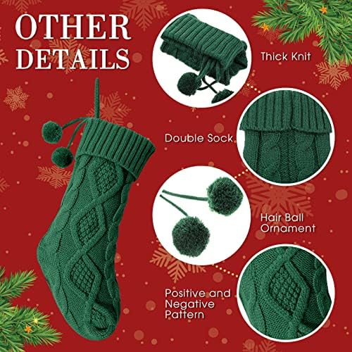 EBOOT 6 Pacote meias de Natal com bola de pompom, meias penduradas no Natal de malha de malha de 14,5 polegadas para o festival de decoração de árvores de Natal decoração de ornamento de festas
