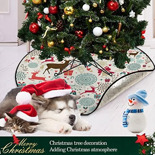 VISESUNNY Árvore de Natal Mat Xmas Presente Vermelho Rena Animal Tree Stand Protetor de Treça Absorvente Trepa de Tree Tapete Para Ação de Graças do Dia de Ação de Graças
