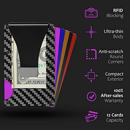 Carteira minimalista de carbono T para homens, carteira de clipe de dinheiro de fibra de carbono, titular de cartão de crédito de bloqueio de RFI