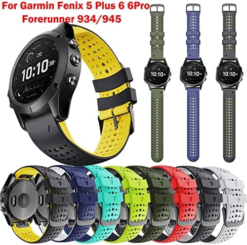 Adaara Sport Silicone Watch Band Strap para Garmin Fenix ​​7 6 6 Pro Fenix ​​5 Forerunner 935 945 EasyFit Redução rápida 22mm Wirstband
