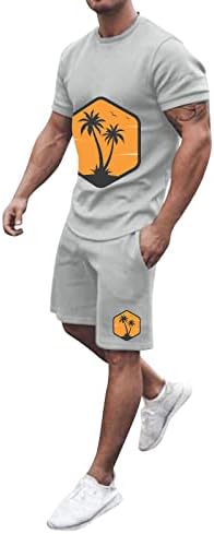 BMISEGM Summer Men T Shirts Men Roupa de verão praia de manga curta camisa impressa de terno curto calças de calças