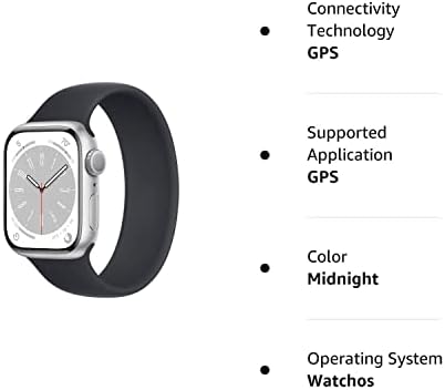 Apple Watch Series 8 - estojo de alumínio prateado com loop solo da meia -noite