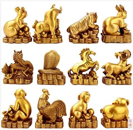 Estátua escultura de desktop decoração estátua de cobre, ornamento de cobre zodíaco pequeno rato de cobre de rato de cobre tigre de coelho dragão de cobra ovelha feng shui estatuetas colecionáveis ​​artes artesanato h artes h