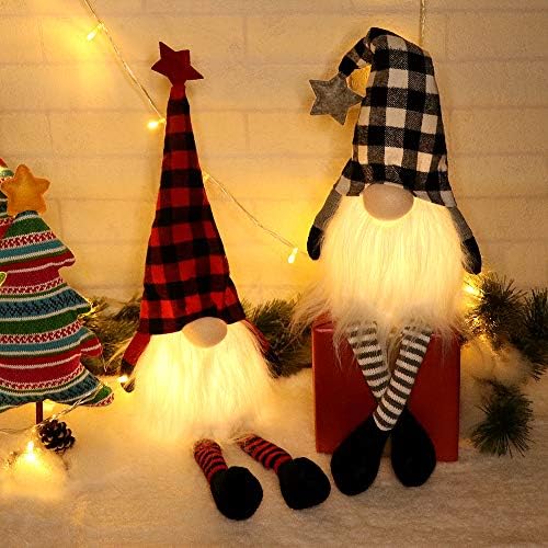 Haumenly sueco Christmas Gnome Lights, Tomte escandinava com pernas, timer de 6 horas, decoração de