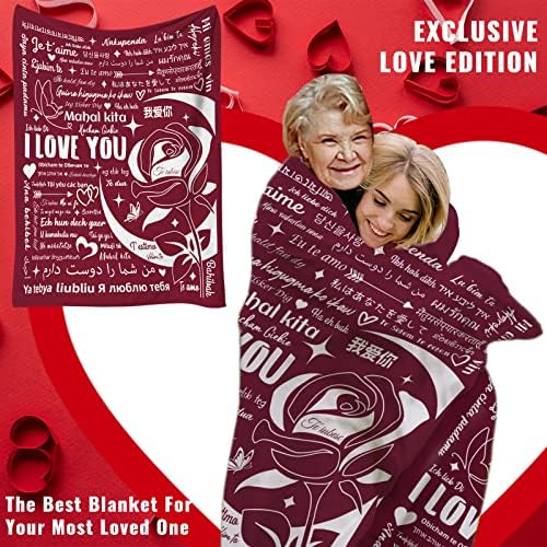 Danubee I Love You Gifts Bobett, 100 Idiomas Presentes cobertores para mãe mulher mulher namorada namorada mãe aniversário de aniversário de aniversário de flanela quente e quente