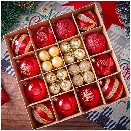 Decorações de ornamentos de bolas de árvore de Natal: 44pcs ornamentos para árvores de Natal Bolas