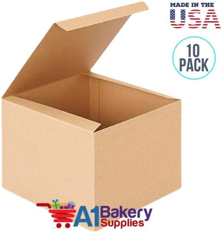 A1 Bakery Supplies Kraft Gift Boxes, 4x 4 x 4 polegadas, marrom, pacote de 10