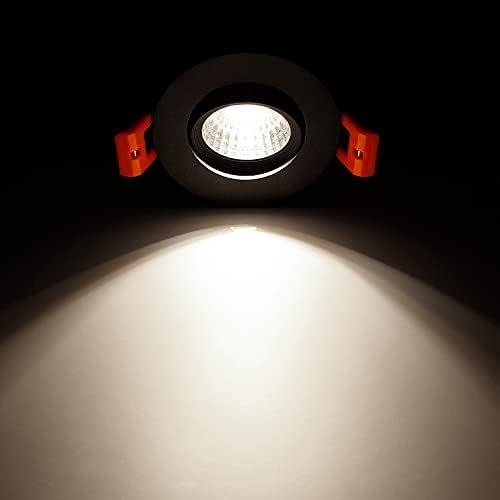 2 polegadas LED LED Luz de teto, 3W Dimmível LED Downlight, brancos brancos naturais 4000k, 60 ângulo de feixe Bobes embutidos com motorista, lâmpadas de halogênio de 25w equivalentes para iluminação de teto, 6pack preto
