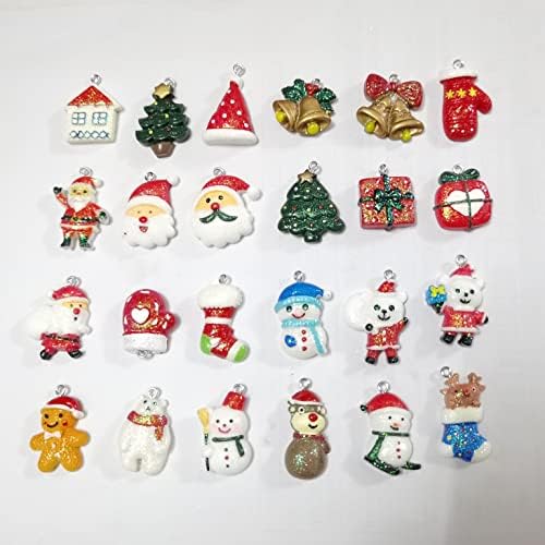 24pcs glitter miniatura estatuetas de natal ornamentos, resina figuras presentes para o calendário advento preenchimento, artesanato de bricolage de broca de natal, decoração de miniatura de árvore de Natal de férias