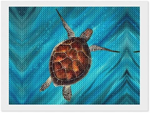 Kits de pintura de diamante de tartaruga marinha colorida de natação de natação 5D DIY Full Full Drill Rhinestone Arts Decoração de parede para adultos 8 x12