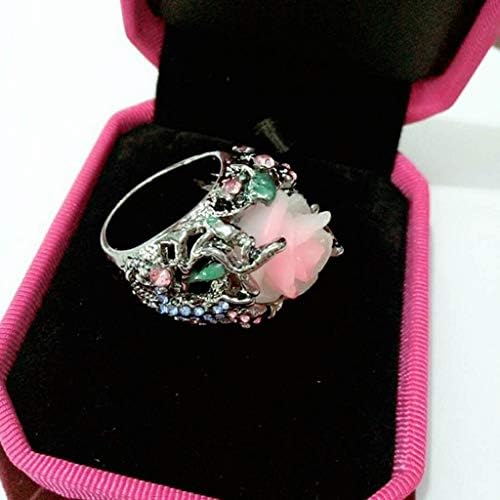 Anel de diamante delicado anéis femininos tamanho 7 Rosa de luxo com diamantes anel de jóias