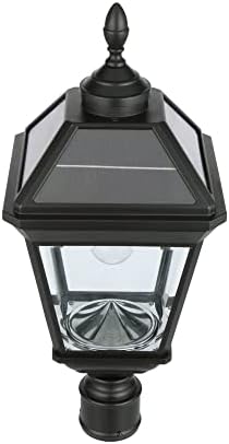 Gama Sonic Imperial Bulbo V2 Solar Outdoor Post Light, alumínio preto, lâmpada única com ajustador de 3 polegadas para postes de lâmpada ou montagem do píer, branco quente 2700k, 37b50012