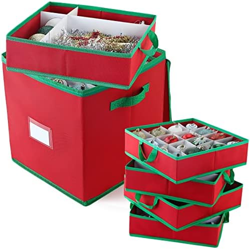 Organizador de decoração de férias de caixa de armazenamento de ornamentos de Natal, possui até 64 bolas de decoração