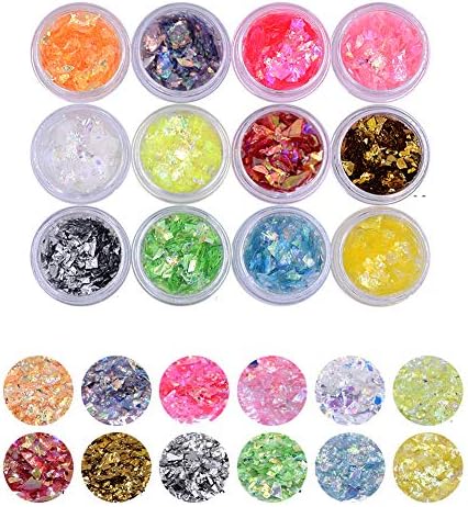 Mesiyun unha arte mylar irregular iridescente glitter lantejas 3d DIY Broken Glass Pieces Flagos 12 cores