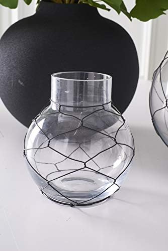 K&K Interiors 15426a-1 jarra de vidro de 6 polegadas com fio de galinha preto