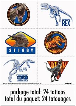 Jurassic World 2 Party Tattoos temporários | Designs variados | 24 pcs